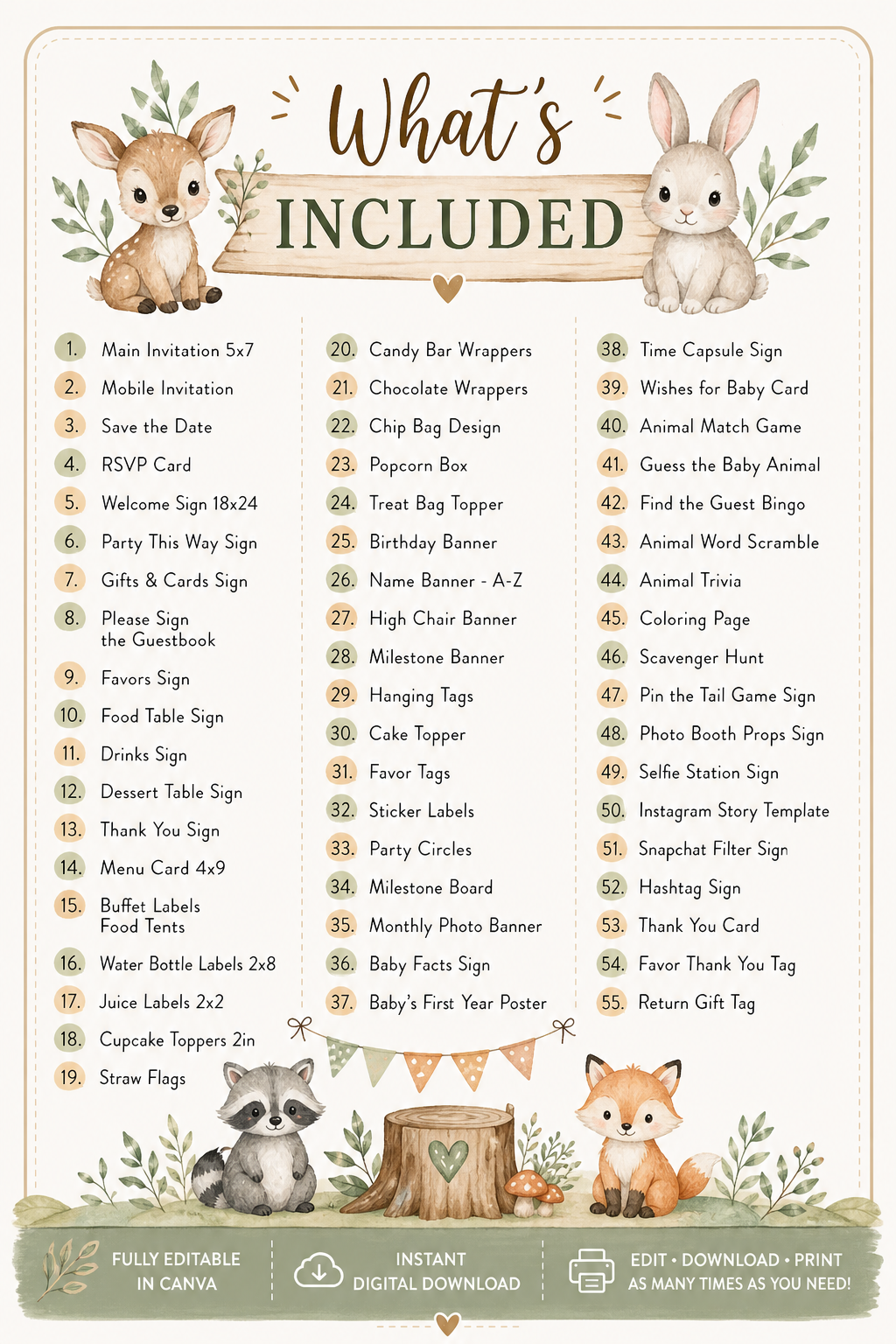 Animal Theme Birthday Template Bundle